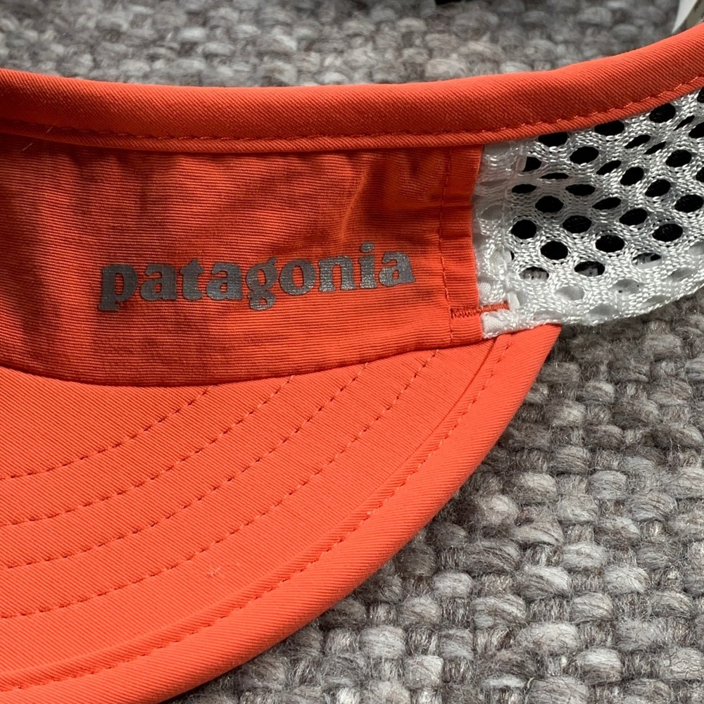 Patagonia Sun Visor Unisex One Size Orange White Mesh Adjustable Sport Hat